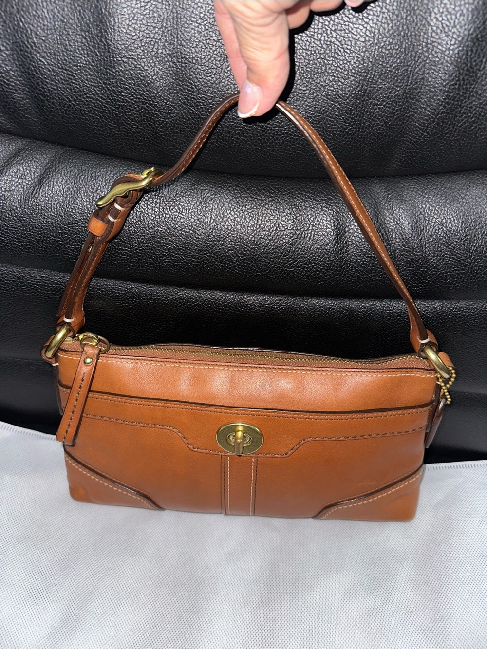 Coach Hampton small Tan Leather Shoulder Bag Style: 11042